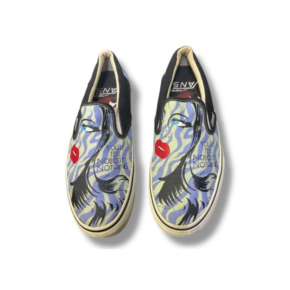 Vans Classic Slip-On Niagara Youll Tell Nobody Nothing Black Blue Womens 8.5